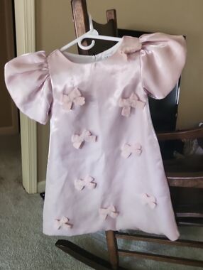 Lola The Boys Pale Pink Satin Dress with Bow Detail